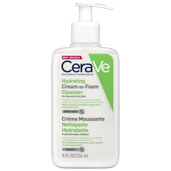 Cerave - Crème moussante nettoyante hydratante visage 236ml