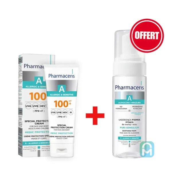 Pharmaceris - Pack A-Crème protection solaire spf100+ + mousse nettoyante 150ml offerte