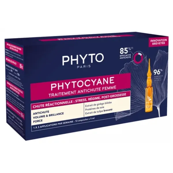 Phyto phytocyane traitement antichute réactionnelle femme 12 x 5 ml