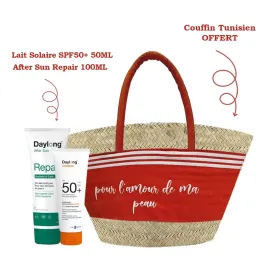 Daylong lait solaire spf50+ 50ml + after sun repair 100ml + couffin tunisien offert