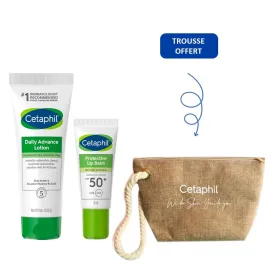 Cetaphil lotion ultra-hydratante corps 225g + Baume à lèvres protecteur spf50+ 8ml + trousse gratuit
