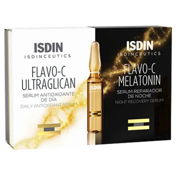 Isdin isdinceutics Flavo-C ultraglican 10 ampoules + Flavo-C melatonin 10 ampoules