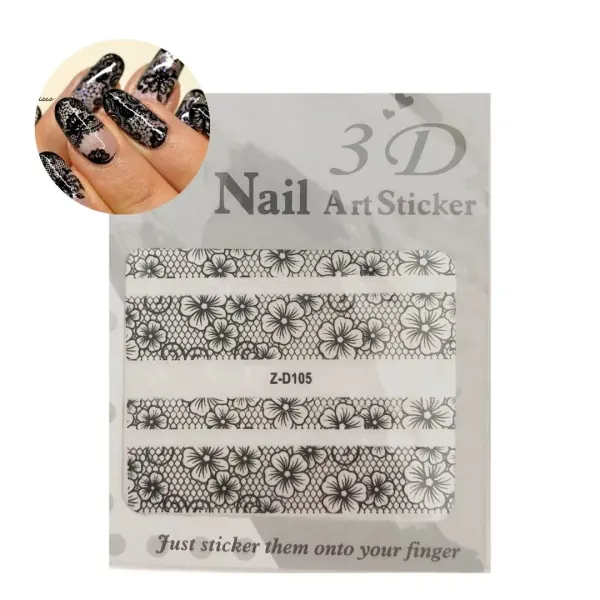 Stickers nail dentelle noir Z-D105