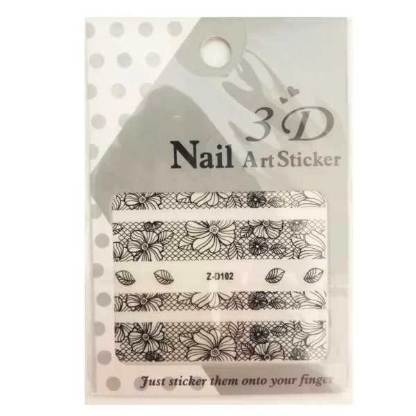 Stickers nail dentelle noir Z-D102