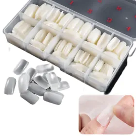 Lot de 120 Faux Ongles en 10 Tailles Différentes carré Blanc - Otto