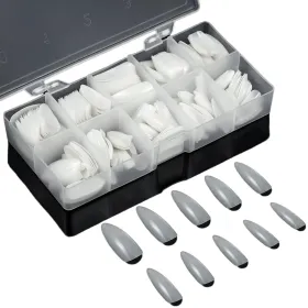 Lot de 120 Faux Ongles en 10 Tailles Différentes amande Blanc - Otto