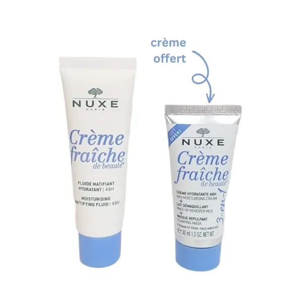 Nuxe creme fraiche fluide matifiant peaux mixtes 50ml + 3en1 30ml offert