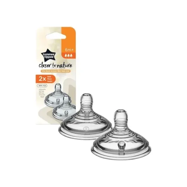 Tommee tippee 2 tétines closer to nature débit rapide 6M+