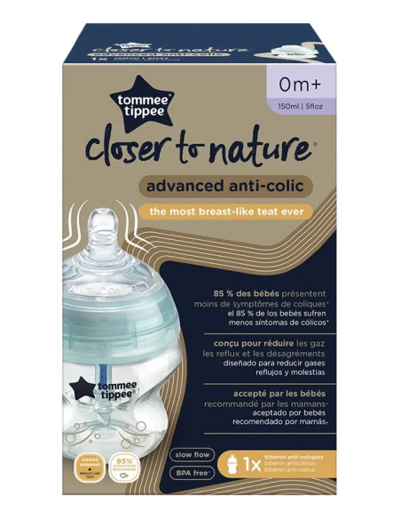 Biberon en PP Bleu Advenced anti-colic 150 ml 0M+ -Tommee Tippee | cos