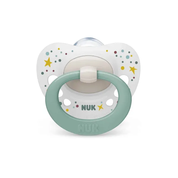 Nuk sucette en silicone signature 0-6 mois étoile vert