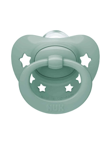 Sucette NUK Signature 0–6 mois — verte, étoiles