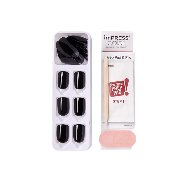 Faux ongles impress press-on manicure -  KIMC020C - All Black - kiss new york