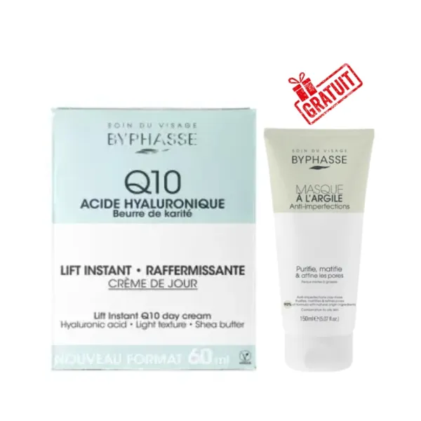 Byphasse Creme Lift Instant Q10 Soin De Jour 60ml+Byphasse Masque A L'argile Anti-Imperfections 150ml (OFFFERT)