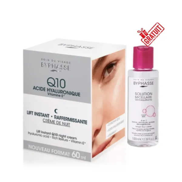 Byphasse Lift Instant Q10 Crème de nuit 60ml + Solution Micellaire Démaquillante 100 ml (OFFERT)