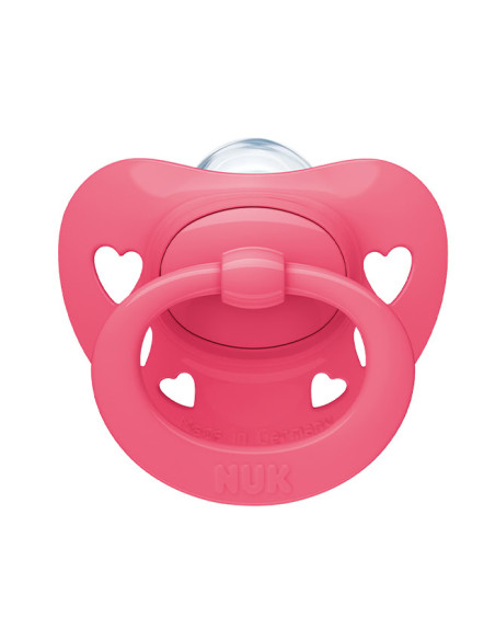 Sucette NUK Signature 6–18 mois — rose, anneau rose
