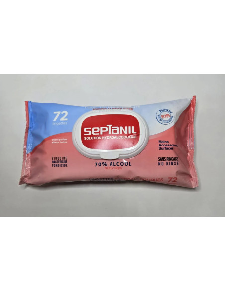 Septanil lingettes Désinfectante Hydroalcoolique -72 pièces