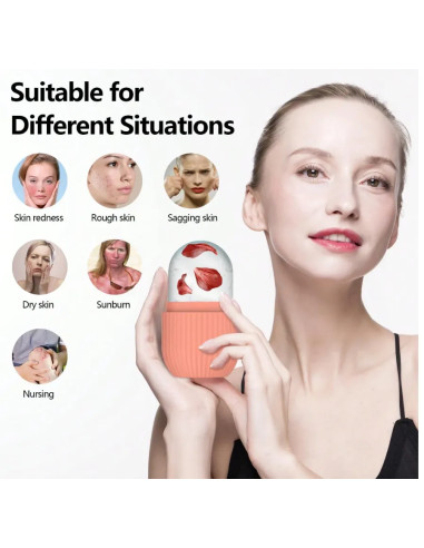 Moule en silicone pour soin du visage – effet glace & massage raffermissant