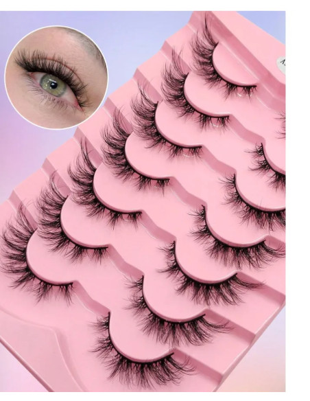 Asiteo – 7 paires de faux-cils yeux de chat, effet naturel & volume quotidien