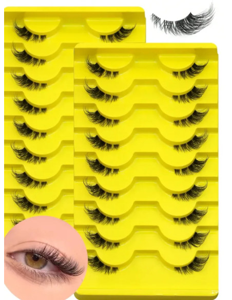 Groinneya – Coffret 09 paires de faux-cils naturels B004 | Volume léger & effet œil de chat