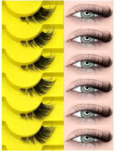 Groinneya – Coffret 09 paires de faux-cils naturels B004 | Volume léger & effet œil de chat