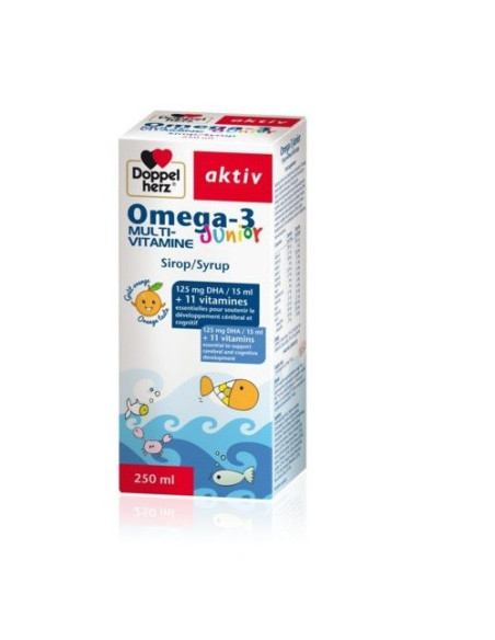 Aktiv omega-3 junior multi-vitamine sirop 250ml -doppel herz | cosmeti