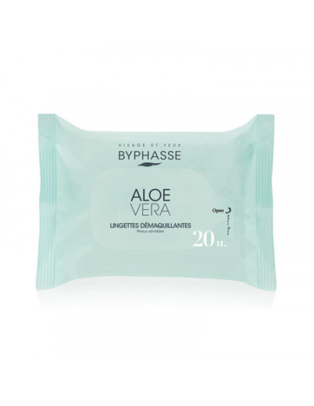 Byphasse - Lingettes Démaquillantes Aloe Vera pour peau sensible -20p