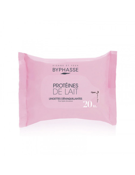 Byphasse - Lingettes Démaquillantes protéine de lait  tout types de peaux -20p