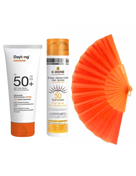 Pack Ecran extrême SPF 50+ 50 ml & Ecran protecteur pour cheveux & Éventail daylong