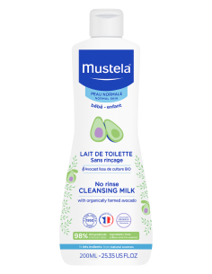 Lait de toilette à l'avocat bio sans rinçage peaux normales 200ml -mus