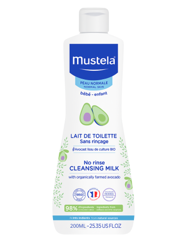 Mustela Lait de toilette sans rinçage à l’avocat bio 200 ml