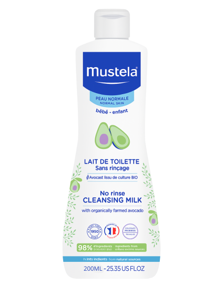 Lait de toilette à l'avocat bio sans rinçage peaux normales 200ml -mus