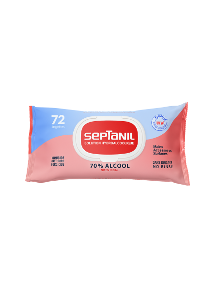 Lingettes désinfectantes hydroalcooliques 72 pièces | Septanil