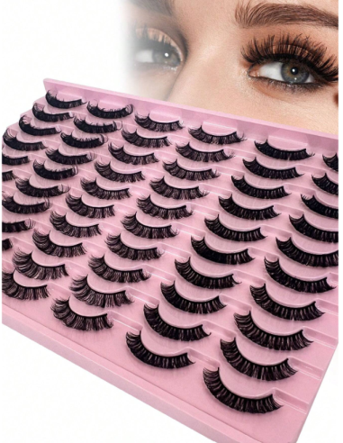 Groinneya – Coffret 30 paires de faux-cils naturels B03 | Volume & confort quotidien