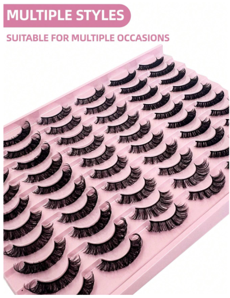 Groinneya – Coffret 30 paires de faux-cils naturels B03 | Volume & confort quotidien