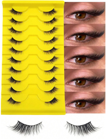 Groinneya – Coffret 10 paires de faux-cils naturels BYH-21, effet regard intense & naturel