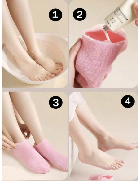Chaussettes gel hydratantes – 1 paire pour pieds fissurés & secs