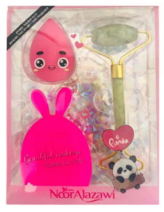 Coffret brosse nettoyante & éponge & rouleau de massage rose - Noor Al