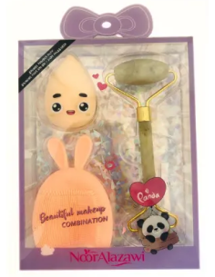 Coffret brosse nettoyante & éponge & rouleau de massage saumon - Noor