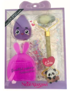 Coffret brosse nettoyante & éponge & rouleau de massage violet - Noor