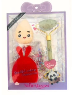 Coffret brosse nettoyante & éponge & rouleau de massage rouge - Noor A