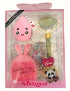 Coffret brosse nettoyante & éponge & rouleau de massage rose clair - N