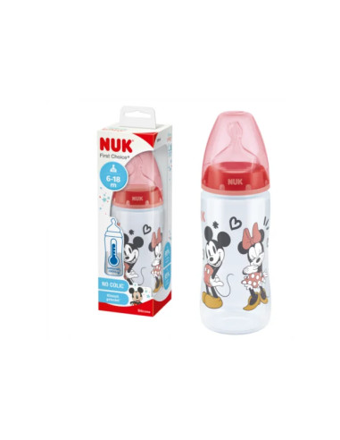 Biberon mickey rouge 6-18 mois - température control - 300ml - nuk | c