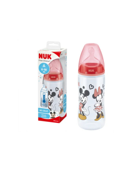 Biberon mickey rouge 6-18 mois - température control - 300ml - nuk | c