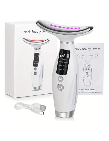 Masseur Facial À 7 Couleurs Led Appareil De Soins De La Peau Rechargeable Usb 4 En 1 Avec Écran Numérique