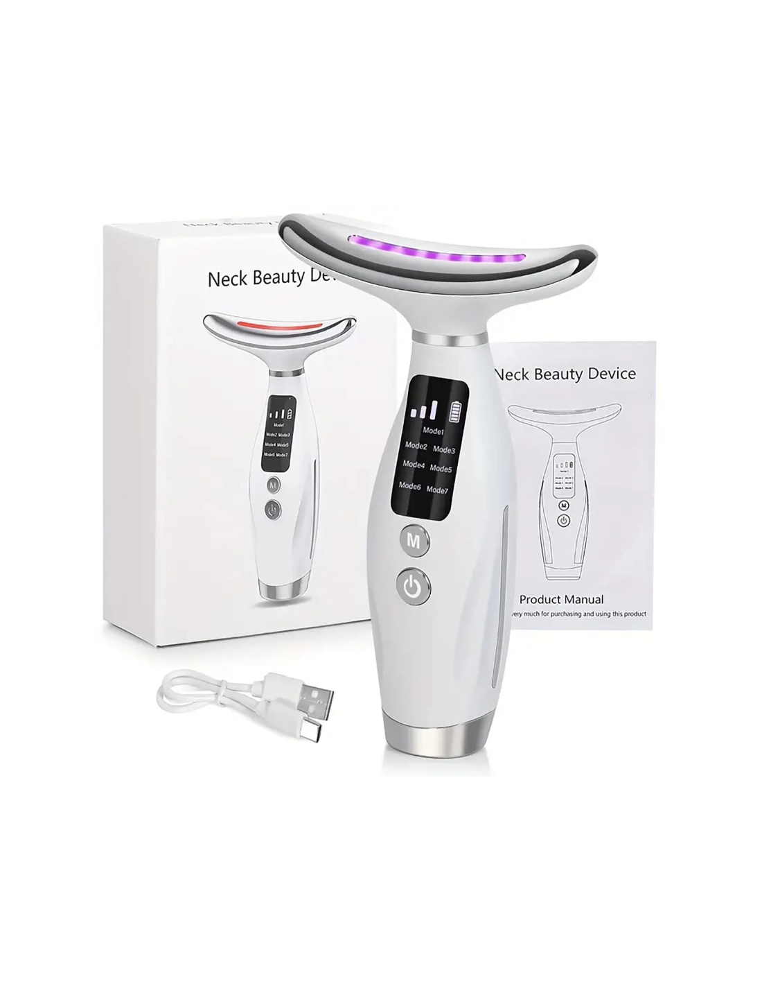 Masseur visage LED 7 couleurs USB 4-en-1 avec écran