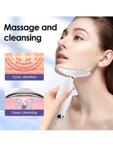 Masseur Facial À 7 Couleurs Led Appareil De Soins De La Peau Rechargeable Usb 4 En 1 Avec Écran Numérique