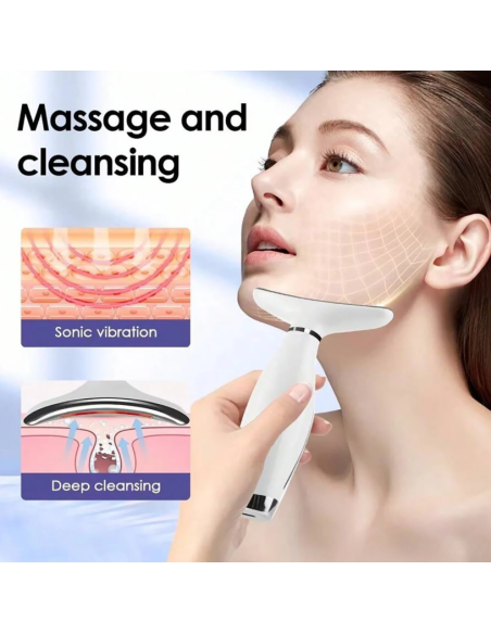 Masseur Facial À 7 Couleurs Led Appareil De Soins De La Peau Rechargeable Usb 4 En 1 Avec Écran Numérique