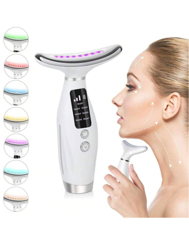 Masseur Facial À 7 Couleurs Led Appareil De Soins De La Peau Rechargeable Usb 4 En 1 Avec Écran Numérique
