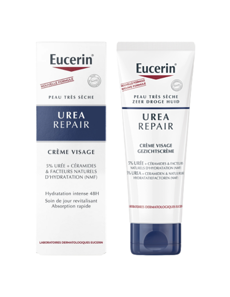 Eucerin UreaRepair crème visage 5 % urée peau sèche 50 ml | Cosmetique.tn
