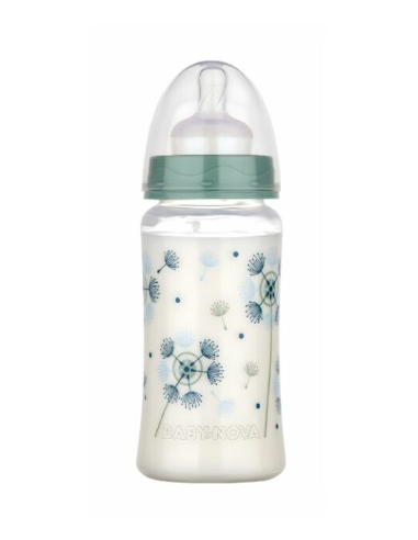 Biberon a col large vert 300ml- baby nova | cosmetique.tn
